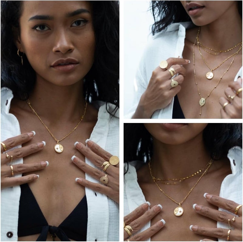 Funsanny Store Lariat Necklaces for Women - Dainty Long Necklace Trendy 14K Gold Plated Hypoallergenic Layered Long Y-Shape Sunburst CZ T-Bar Pendant Drop Chain Necklace Set for Women Non Tarinsh Jewelry - Image 4